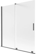 Mexen Velar, 2-krídlová posuvná vaňová zástena 150 x 150 cm, 8mm sklo námraza, grafit brúsený, 896-150-000-31-66