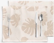 Goldea prestieranie na stôl 100% bavlnené plátno - tropické listy na béžovom - sada 2ks 30 x 40 cm