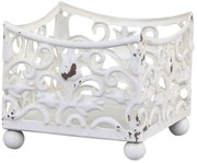 Krémový dekoračný kovový podnos / svietnik Tulip - 8*8*7cm