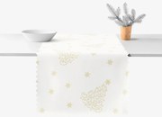 Goldea vianočný behúň na stôl teflónový - zlaté vianočné stromčeky a hviezdičky 20x120 cm