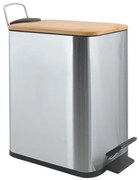 Spirella pedálový odpadkový kôš ERIK kartáčovaná nerez oceľ bambusové veko 5 L 10.22582
