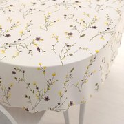 Biante Bavlnený oválny obrus Sandra SA-496 Žlté a hnedofialové lúčne kvietky na krémovom 50x100 cm