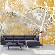 Fototapeta - Vintage múr s kvetmi (147x102 cm)