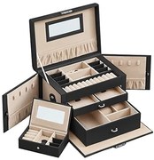 Šperkovnica, ekokoža, šedá, 17x26x18cm