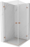 Mexen Lunar-B Duo výklopný sprchový kút 70 x 70 cm, číre sklo, medená matná, 832-070L-070P-65-00