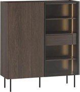 Dvojdverová vitrína Dunari 120 cm s ukrytými zásuvkami - dub dunin