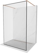 Mexen Kioto, sprchová zástena Walk-In 100 x 200 cm, 8mm sklo čierny vzor, medený matný profil, 800-100-002-65-70