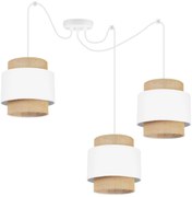 Závesné svietidlo Boho Spider, 3x jutové/biele textilné tienidlo