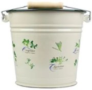 Krémový smaltovaný kýblik s bylinkami Herbs - Ø24*23cm - 6L