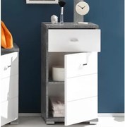 Kúpeľňová stojacia skrinka Pool, sivý betón/biely lesk%