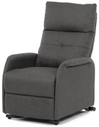 Křeslo polohovací, eletrické, šedá látka.