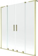 Mexen Velar L Duo, 2-krídlová posuvná vaňová zástena 150 x 150 cm, 8mm číre sklo, zlatá matná, 896-150-003-02-55