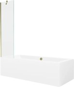 Mexen Cube obdĺžniková vaňa 180 x 80 cm s obkladom a 1-krídlovou sprchovou zástenou 50 cm, Transparentné, Zlatá - 550518080X9505