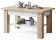 Rozkladací konferenčný/jedálenský stôl s policou ADONIS dub sonoma/biela
