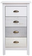 Vysoká bielo-sivá komoda so 4 zásuvkami Marckeric Romantica, 46 × 80 cm