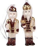 2ks vínovo-béžová keramická dekorácia Luskáčik - 3*3*10 cm