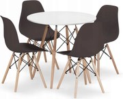 Jedálenská zostava TODI 80cm okrúhly stolový set biely a 4 stoličky OSAKA hnedé - ZADARMO 2 stoličky OSAKA hnedé v cene setu