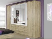 Šatníková skriňa Burano, 225 cm, dub sonoma/biela%