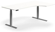 Výškovo nastaviteľný stôl QBUS, rohový, 2000x1200 mm, strieborný rám, biela