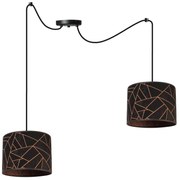Závesné svietidlo Werona Spider, 2x čierne textilné tienidlo so vzorom, c