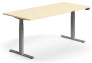 Výškovo nastaviteľný stôl QBUS, rovný, 1800x800 mm, strieborný rám, breza
