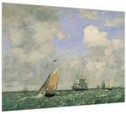 Obraz - Eugène Boudin, Ships and Sailing Boats Leaving Le Havre, reprodukcia (70x50 cm)