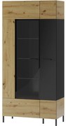 Vitrína 2D Lucas 12 dub artisan/čierna mat