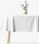 Goldea oválny damaškový obrus - biele prúžky so saténovým leskom 120 x 160 cm