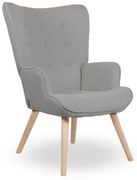 Kreslo ušiak LUGO — masív, látka, prírodná / sivá