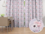 Biante Dekoračný záves PML-068 Ružové kvety na sivofialovom 145x140 cm