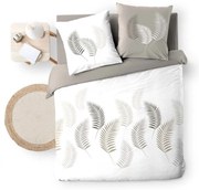 Biele/taupe bavlnené obliečky na dvojlôžko/predĺžené 240x220 cm Goyave – douceur d'intérieur