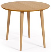 Okrúhly rozkladací jedálenský stôl v dekore duba v prírodnej farbe ø 90 cm Oqui – Kave Home