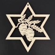 AMADEA Drevená ozdoba hviezda so šiškami 8 cm