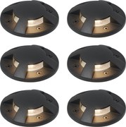 Sada 6 moderných čiernych zemných bodových svietidiel GU10 50mm so 4-svetelným efektom IP65 - Cellar