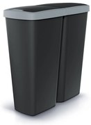 Odpadkový kôš DUO čierny, 50 l, sivá / čierna