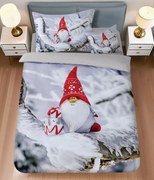 Obliečky z mikrosaténu WINTER GNOME sivé + obliečka na vankúšik 45 x 45 cm zdarma Rozmer obliečky: 70 x 90 cm | 140 x 200 cm