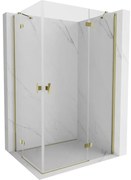Mexen Mist-H Duo, 2-krídlový výklopný sprchový kút 70 x 75 cm, číre sklo, zlatý lesklý profil, 8A5-070L-075P-50-00