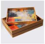 SADA 2x Dekoračný podnos 40x30/35x25 cm zlatá