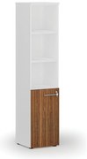 Kombinovaná kancelárska skriňa PRIMO WHITE, dvere na 2 poschodia, 400 x 420 x 1781 mm, biela/orech