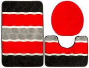 Sada kúpeľňových koberčekov FANO červená / sivá, pruhy