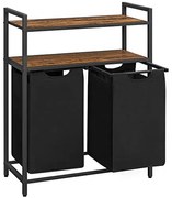 Kôš na bielizeň, 2 výsuvné priehradky, 2 police, 91x73x33cm