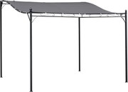 Outsunny Záhradná Pergola s Krytom a Stanom, Kovová Šedá 297x297cm | Aosom