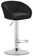 Barová stolička EAST zamatová, čierna (chrómová noha)