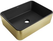Mexen Catia, umývadlo na dosku 48x37x14 cm, čierna matná-zlatý vzor, 21314877