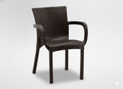 Garden Line Plastová Záhradná stolička s ratanovým vzorom 60 x 60 x 82 CM HNEDÁ