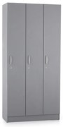 Drevená šatníková skrinka Visio LUX - 3 oddiely, 90 x 42 x 190 cm, sivá