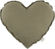 Mini ľanový vankúš srdca olivová 28 cm