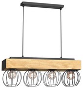 Luster na lanku MENTON 4xE27/15W/230V čierna/hnedá/dub