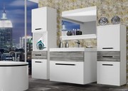Kúpeľňový nábytok Belini biely mat / šedý antracit Glamour Wood + umývadlo + zrkadlo  ROD M 5/0/W/WGW/0/ZW