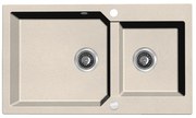 Kuchinox Milos, 2-komorový granitový drez 860x500x215 mm + sifón, béžová, LAV-SPM_4208